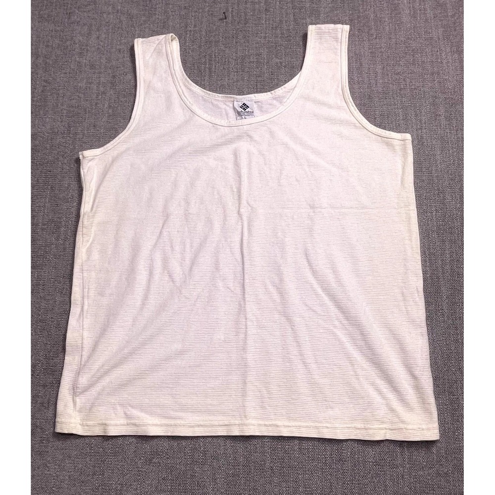 Columbia Sportswear Tank Top Mens Large White Cotton Ribbed Scoop Neck Pullover